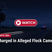 Fostoria News Nighttime image of a rural road with a solar-powered camera for flock tracking.